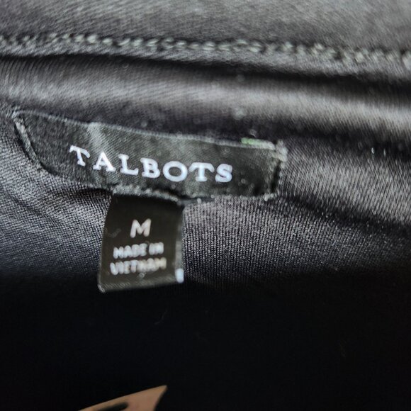 Talbots Shirt Black Medium Women's 3/4 Sleeve Polka Dot Top Blouse Velvet NEW - Picture 6 of 12